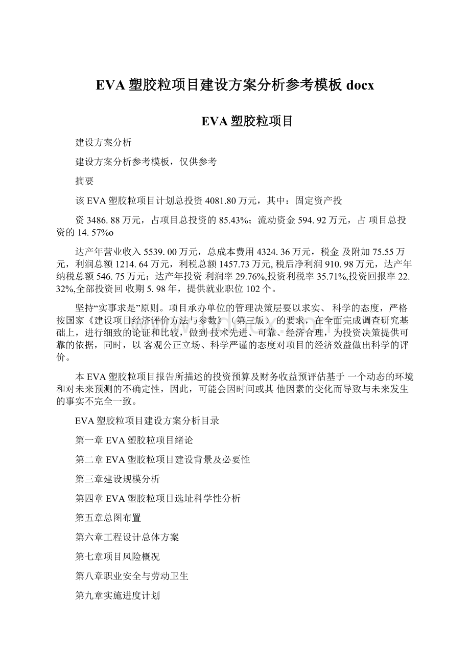 EVA塑胶粒项目建设方案分析参考模板docx.docx