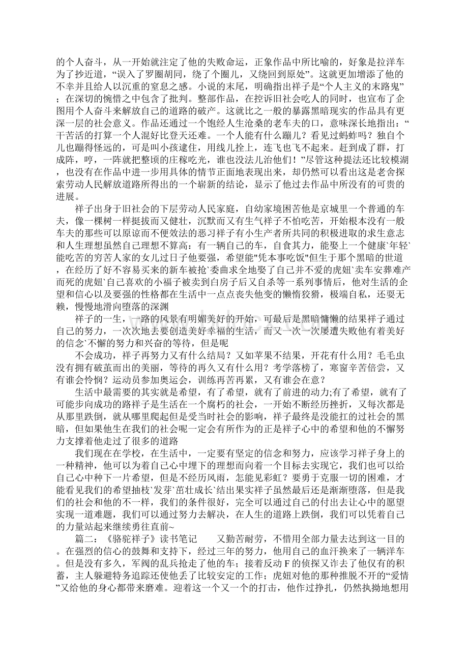 《骆驼祥子》读书笔记3000字Word格式.docx_第2页