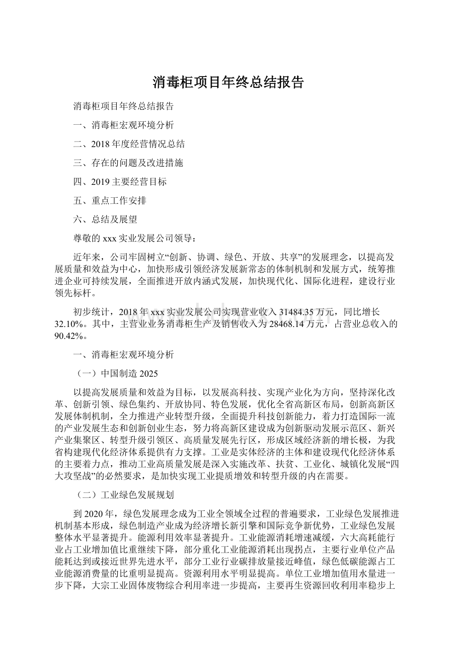 消毒柜项目年终总结报告Word格式文档下载.docx