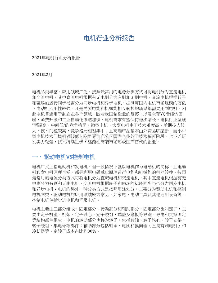 电机行业分析报告文档格式.docx_第1页