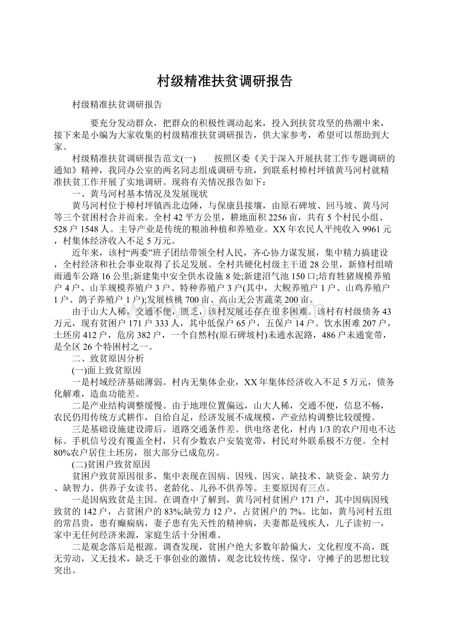 村级精准扶贫调研报告Word文档格式.docx