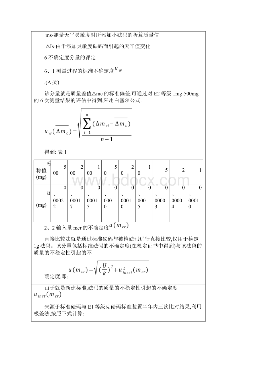 九检定结果的不确定度评定实例Word格式文档下载.docx_第2页