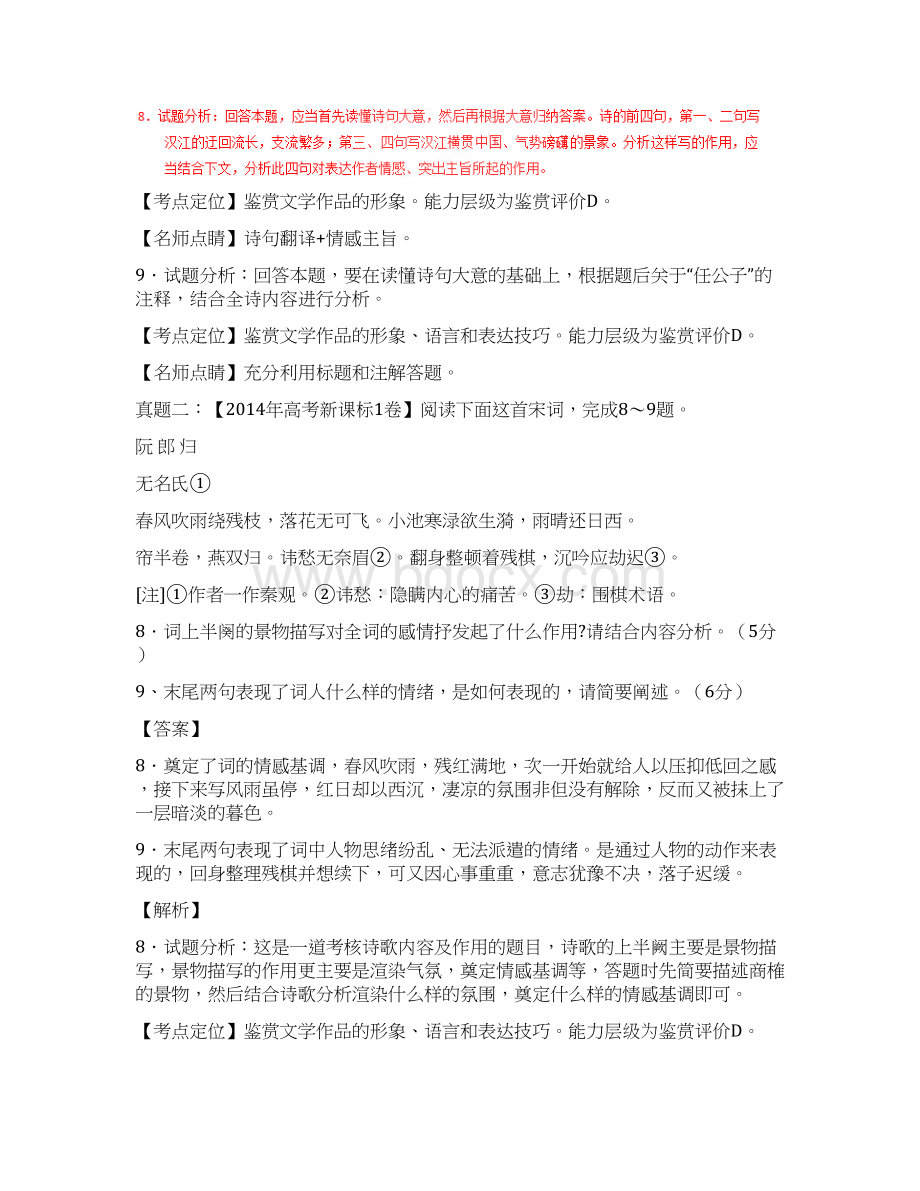 届高考语文考点掘金第四季诗歌鉴赏之形象语言表达技巧第二章诗歌的形象Word文档格式.docx_第2页