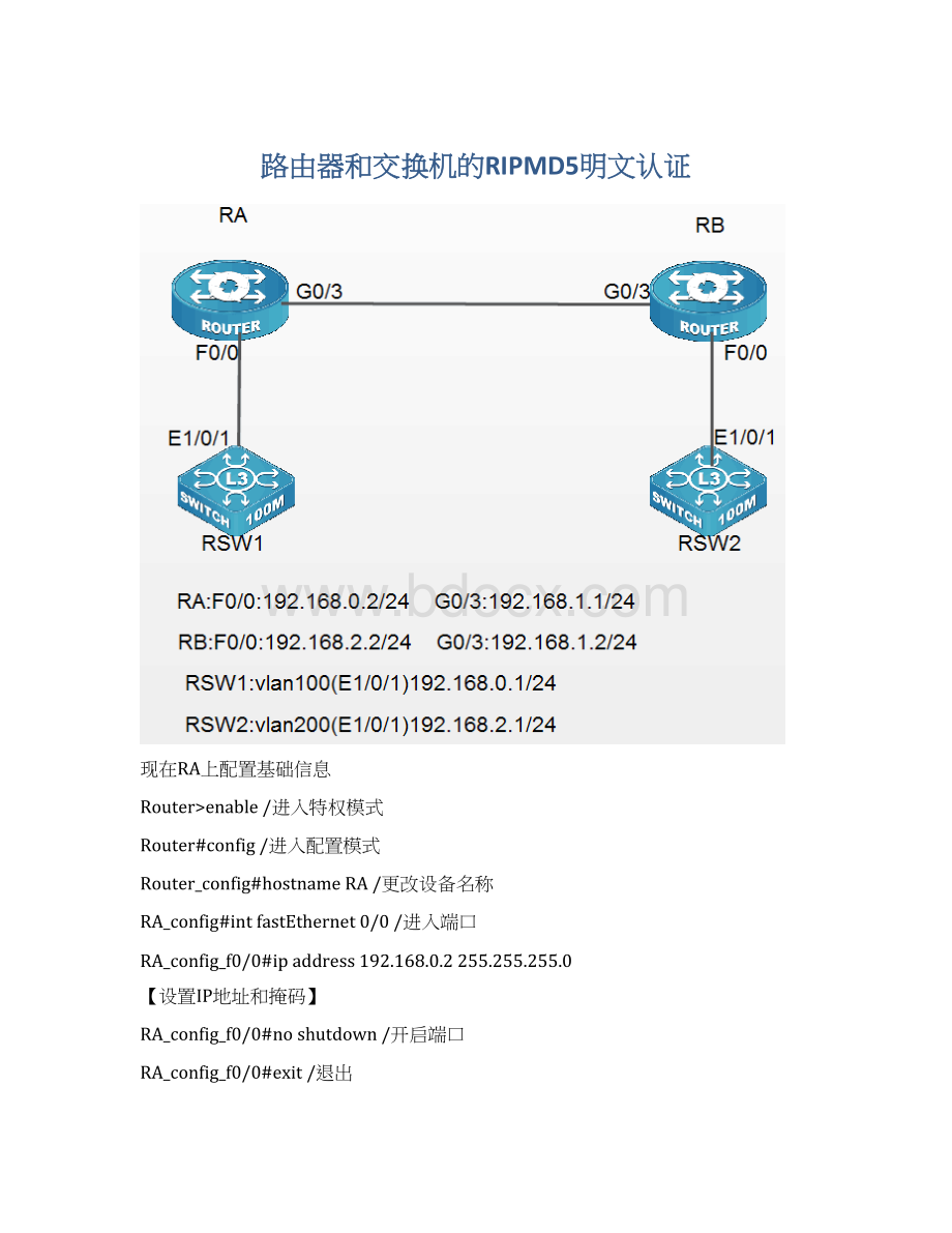 路由器和交换机的RIPMD5明文认证.docx