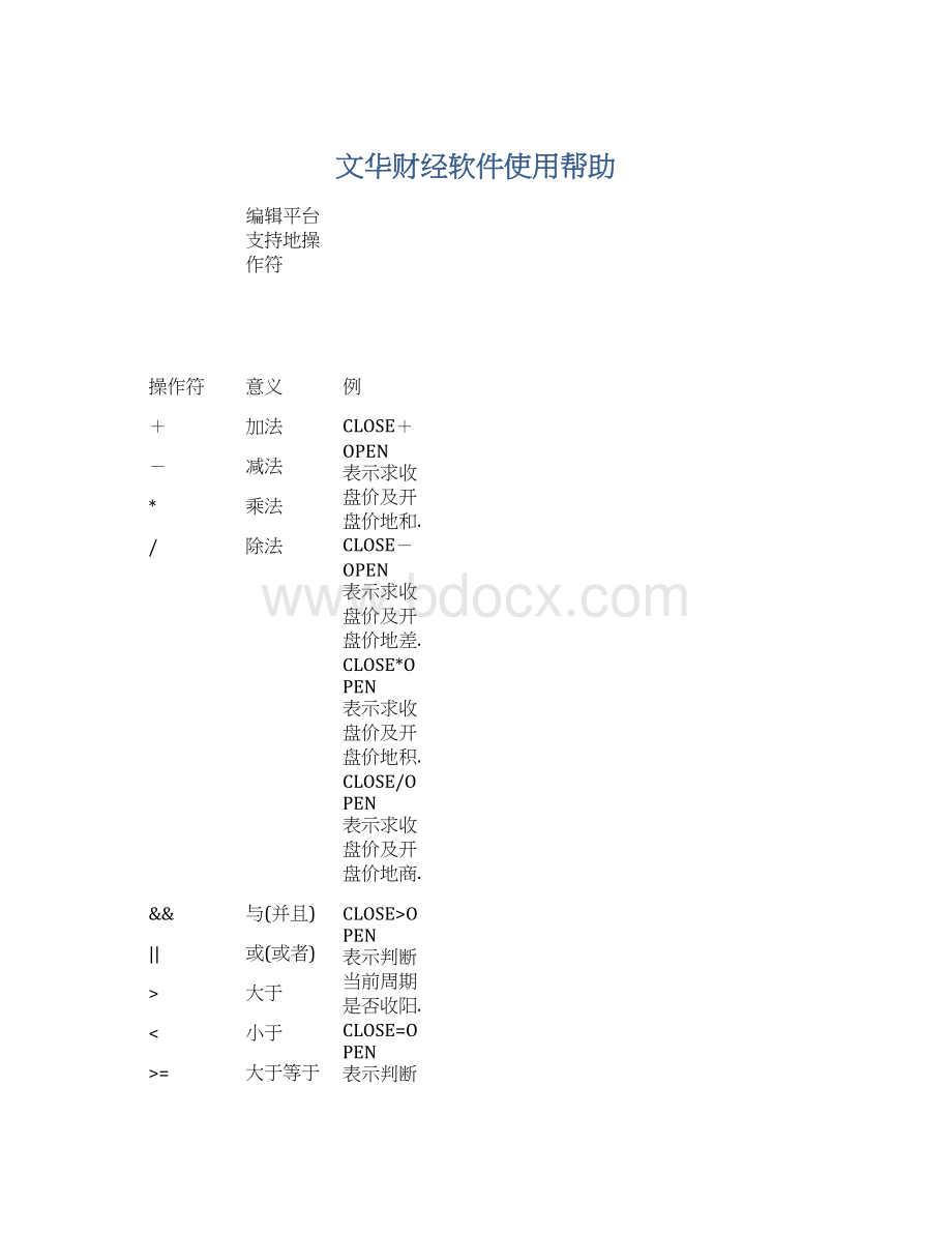 文华财经软件使用帮助.docx_第1页