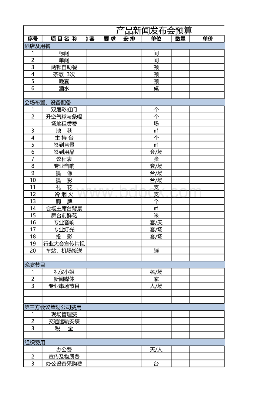 产品新闻发布会预算方案表格推荐下载.xlsx