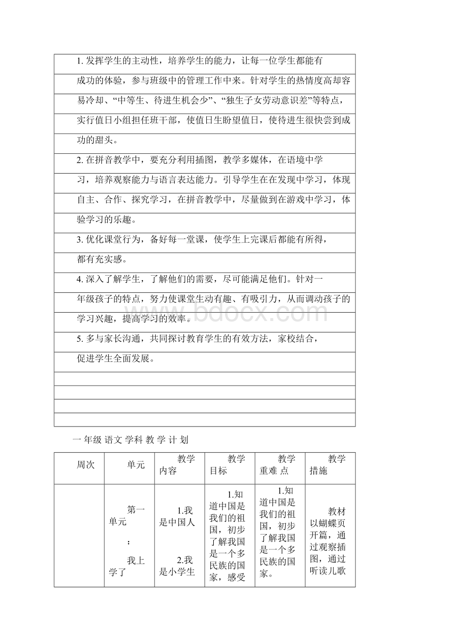 秋部编本人教版一年级语文上册语文教学计划及教学进度安排表.docx_第3页