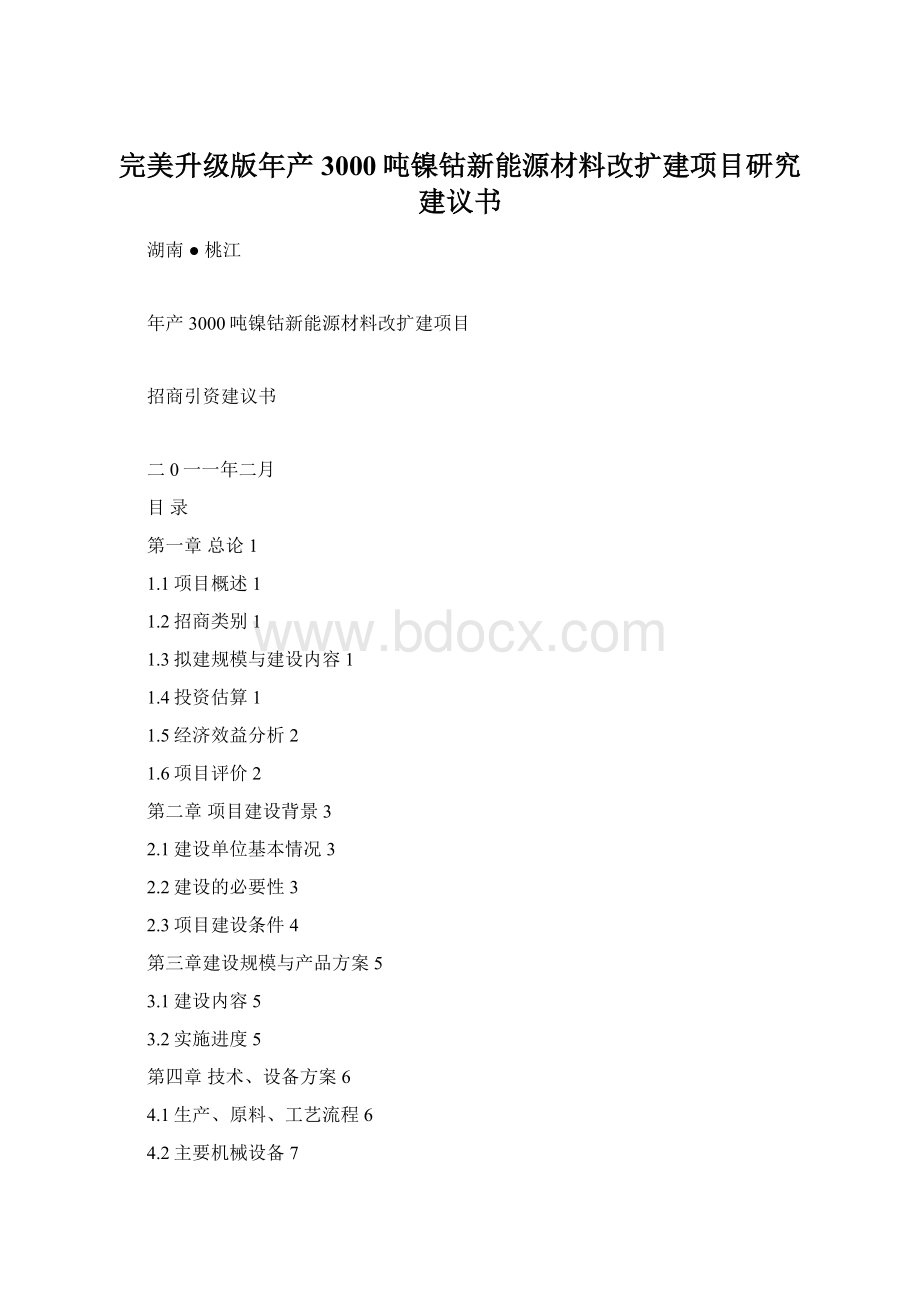 完美升级版年产3000吨镍钴新能源材料改扩建项目研究建议书Word文档格式.docx