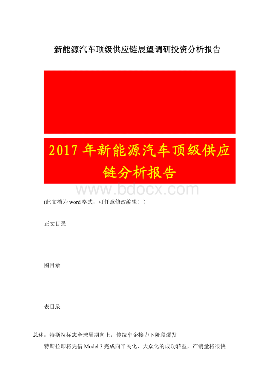 新能源汽车顶级供应链展望调研投资分析报告.docx