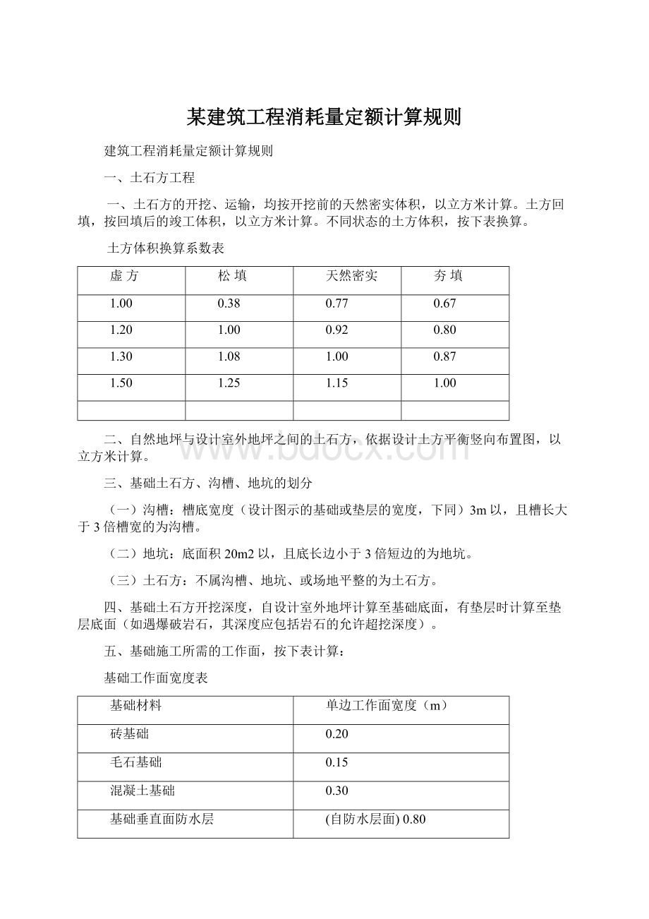 某建筑工程消耗量定额计算规则.docx