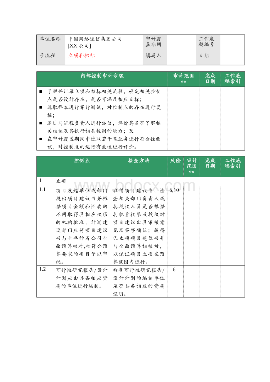 内部控制审计审计方案--资本性支出业务流程审计方案Word格式文档下载.doc_第3页