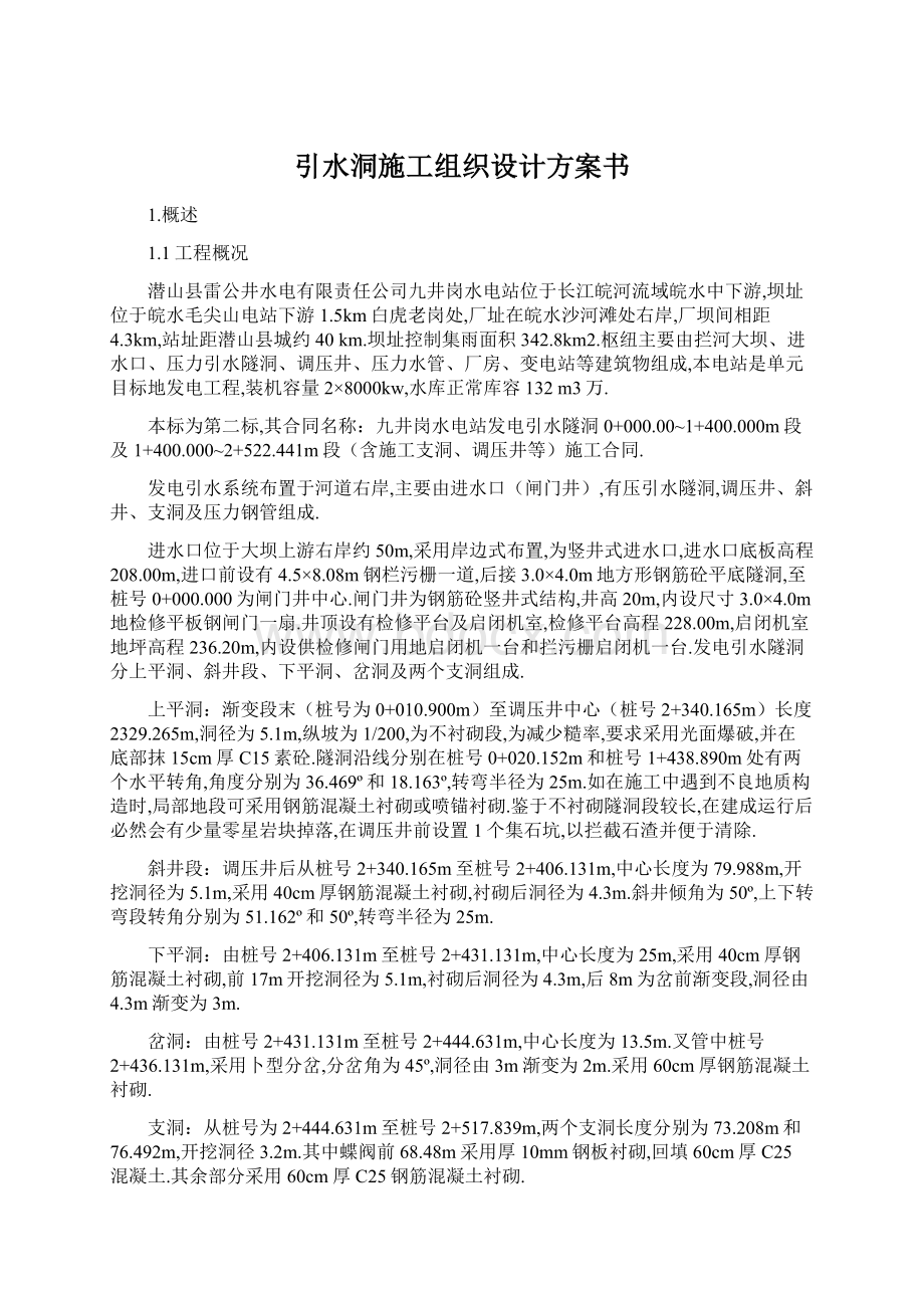 引水洞施工组织设计方案书.docx_第1页