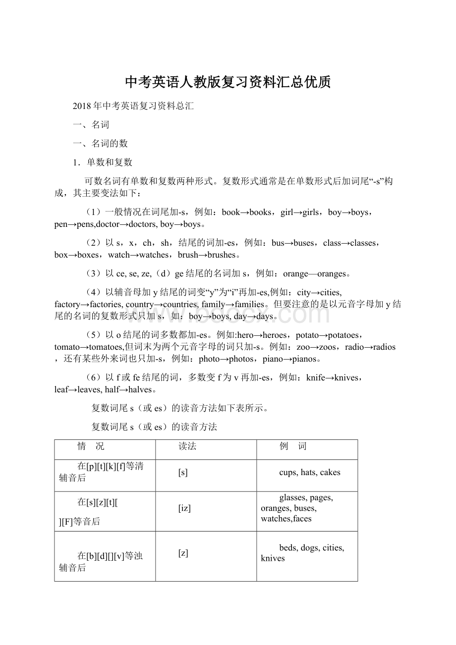 中考英语人教版复习资料汇总优质.docx