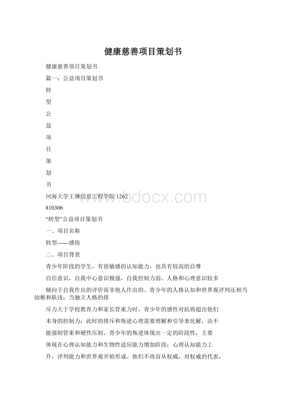 健康慈善项目策划书.docx