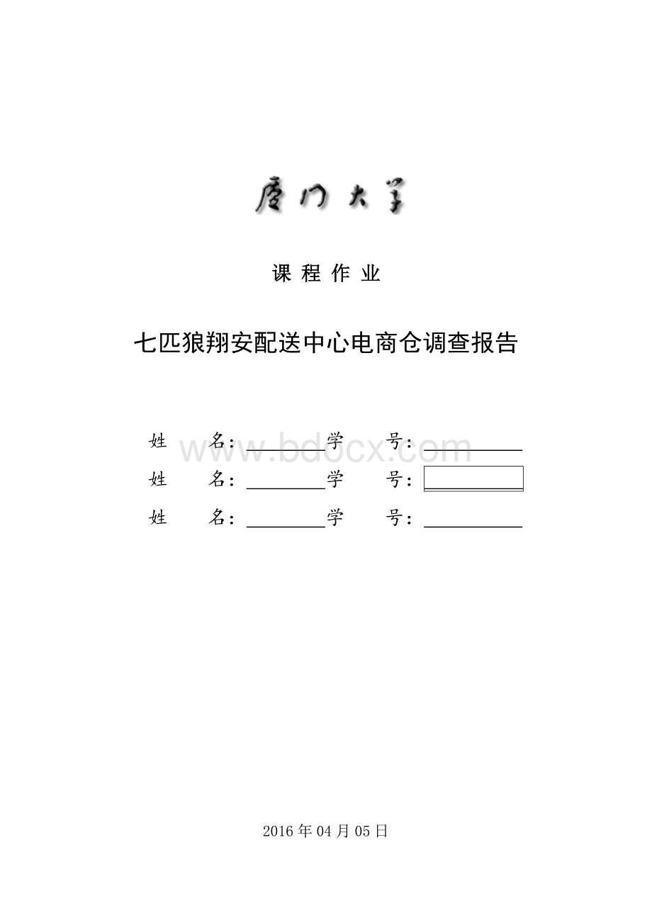 七匹狼翔安配送中心电商仓调查报告Word格式.doc