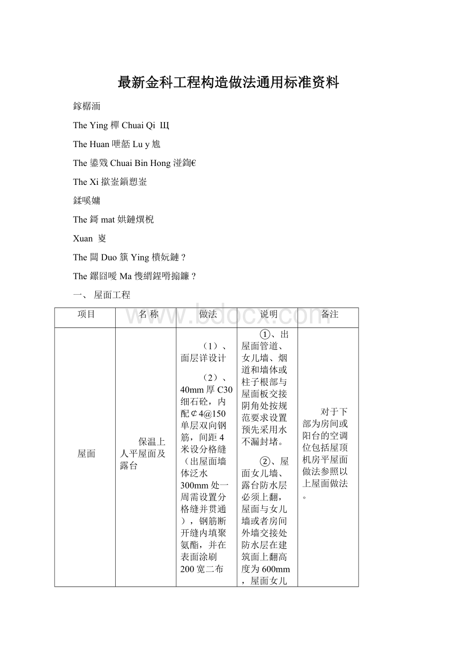 最新金科工程构造做法通用标准资料.docx