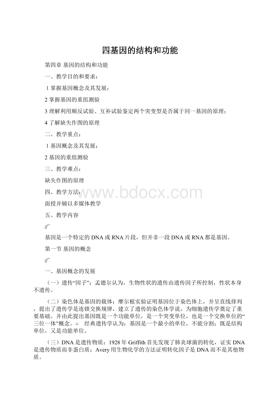 四基因的结构和功能文档格式.docx_第1页