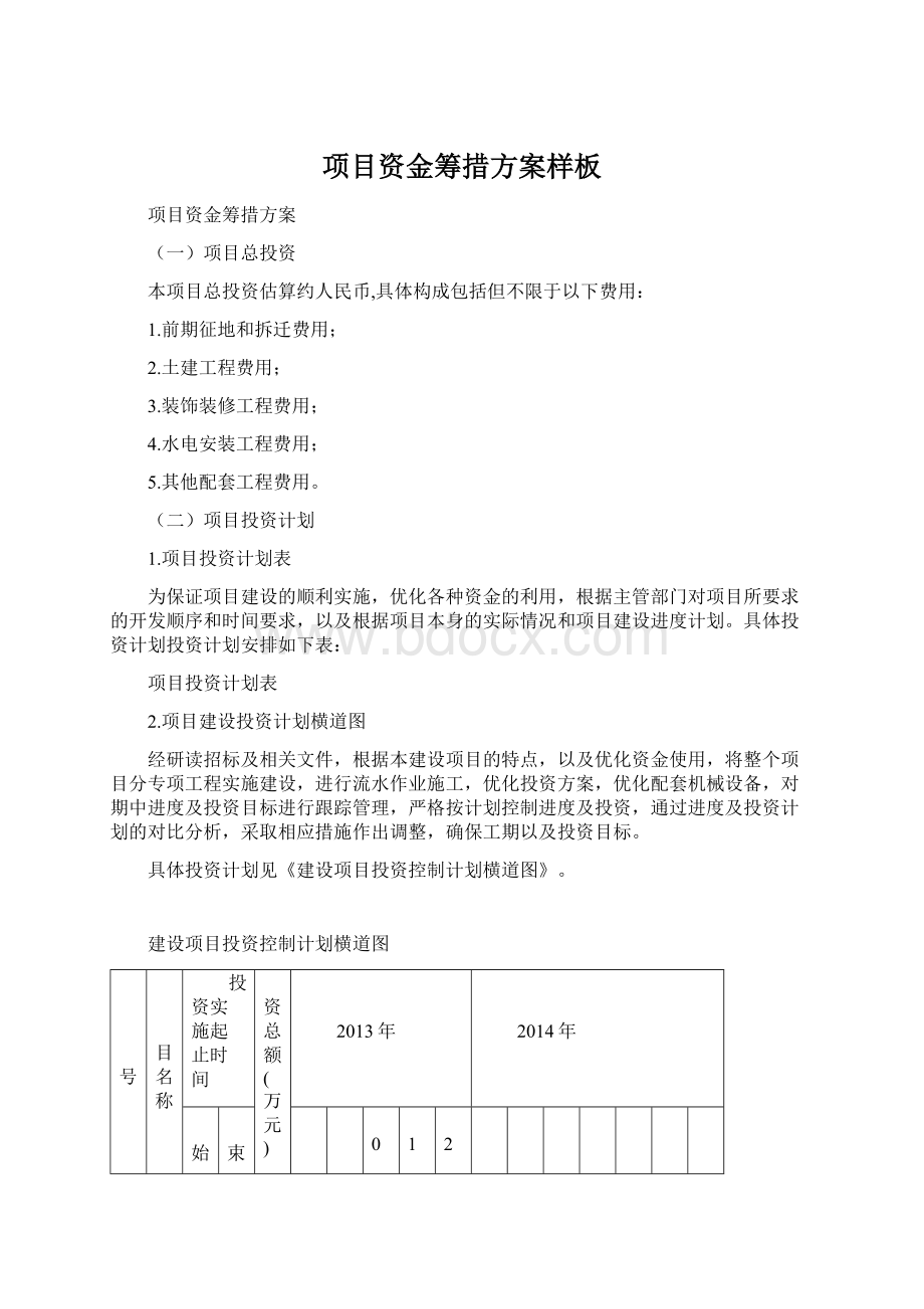 项目资金筹措方案样板Word格式文档下载.docx_第1页