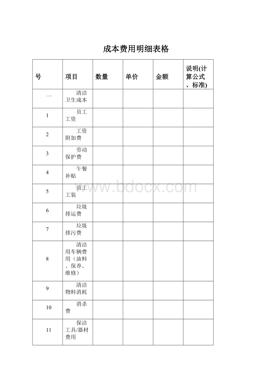 成本费用明细表格Word文档下载推荐.docx_第1页