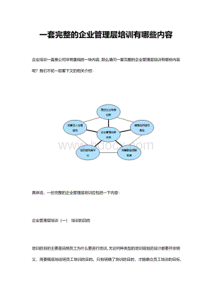 一套完整的企业管理层培训有哪些内容Word文件下载.docx