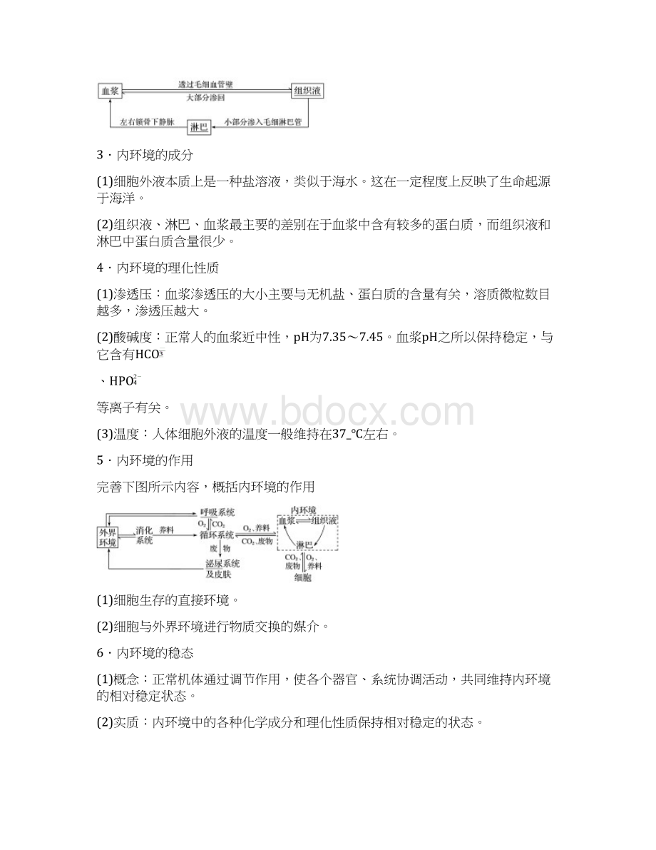 届高考高三生物总复习第23讲人体的内环境稳态及实例学案含答案Word文档下载推荐.docx_第2页