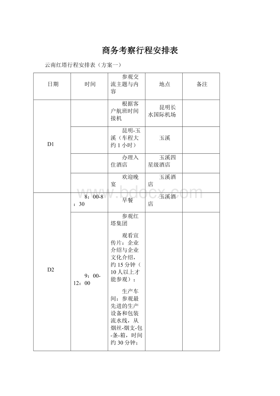 商务考察行程安排表Word格式.docx_第1页