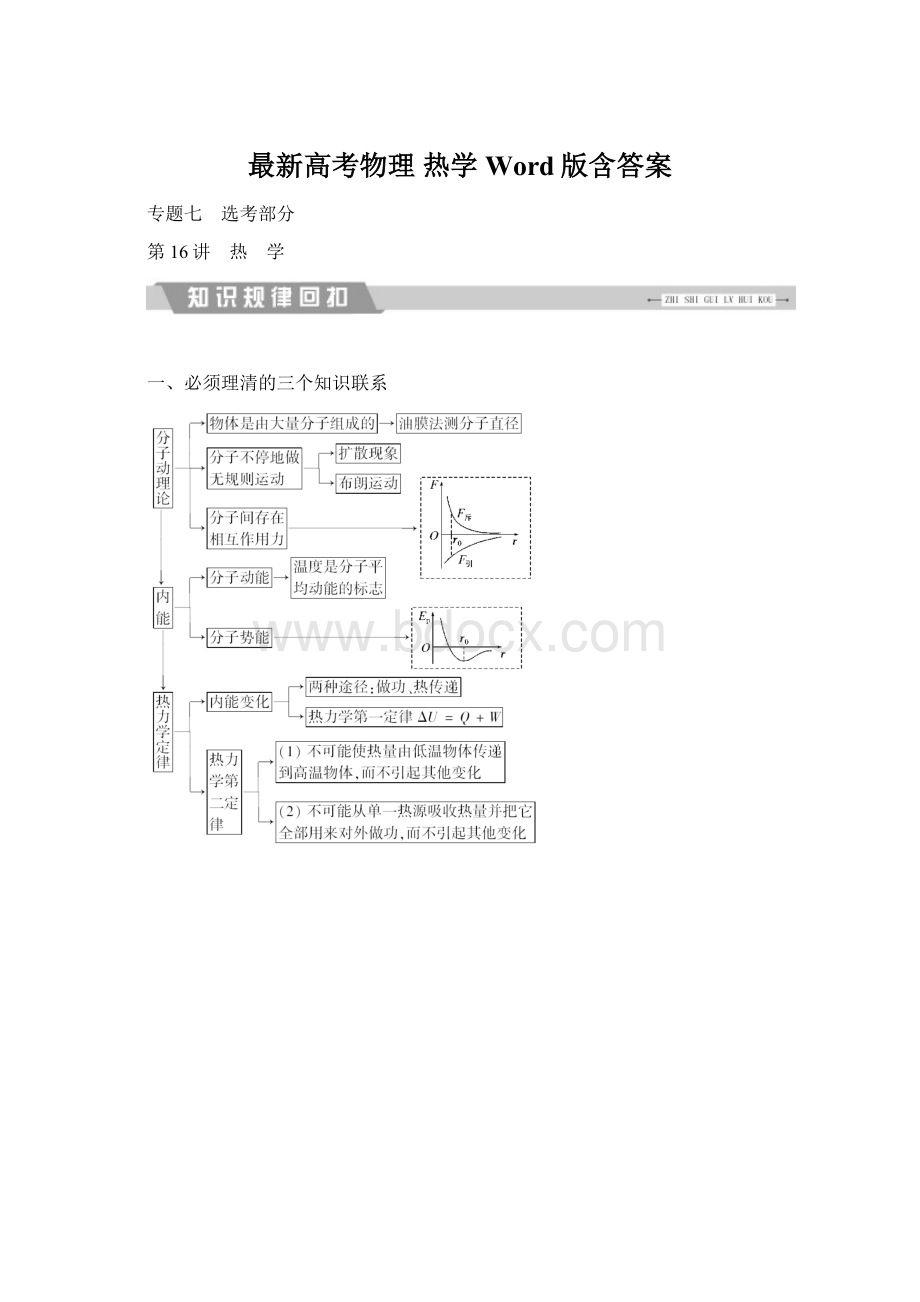 最新高考物理 热学 Word版含答案Word格式文档下载.docx