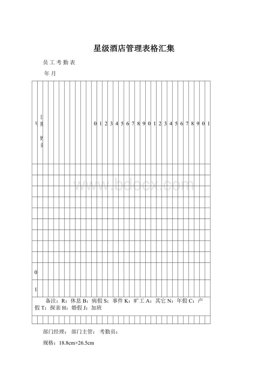 星级酒店管理表格汇集文档格式.docx