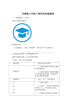 苏教版六年级下册科学实验教案Word文档下载推荐.docx