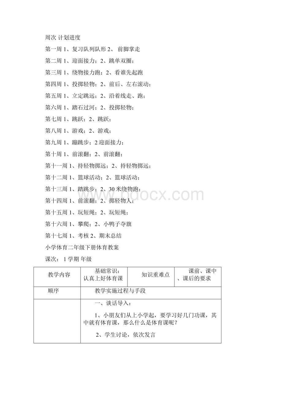 小学体育二年级下册教案Word格式.docx_第2页