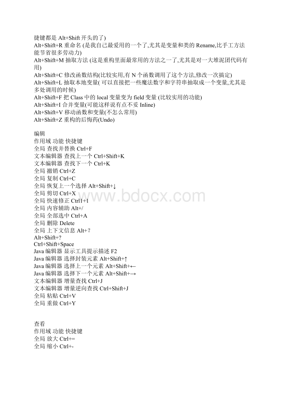 Eclipse快捷键大全Word文档格式.docx_第2页