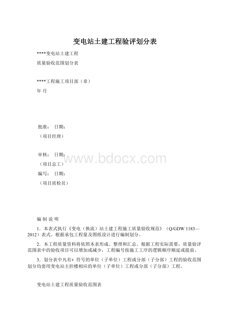 变电站土建工程验评划分表.docx