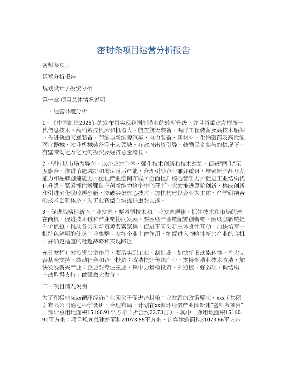 密封条项目运营分析报告Word文档格式.docx