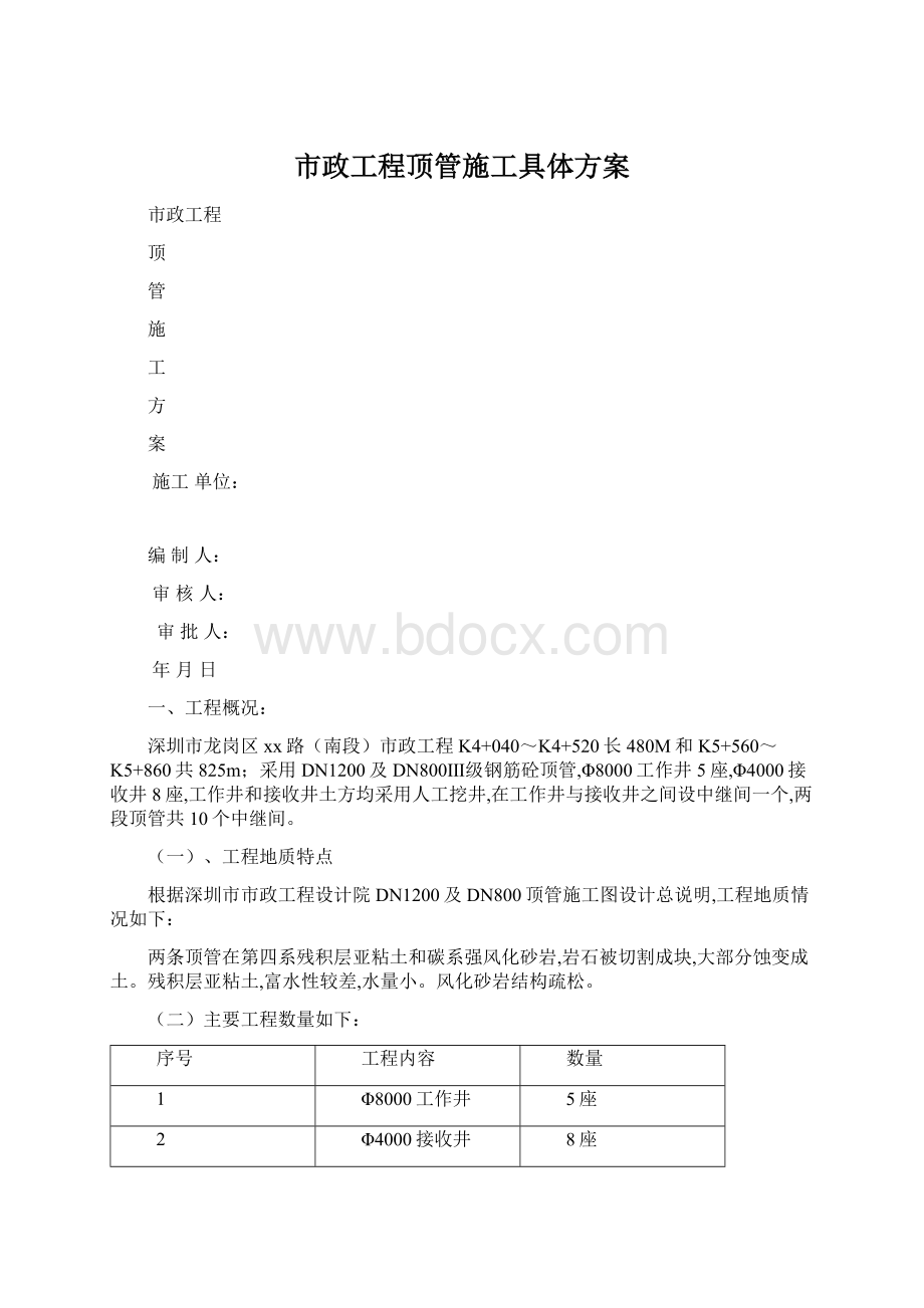 市政工程顶管施工具体方案.docx