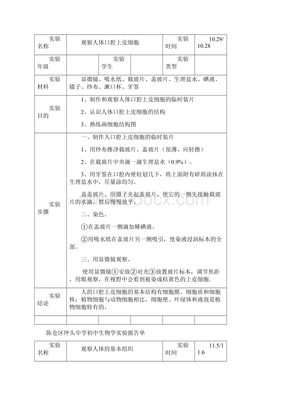 生物实验报告单七年级上册实验样表Word文档下载推荐.docx_第3页