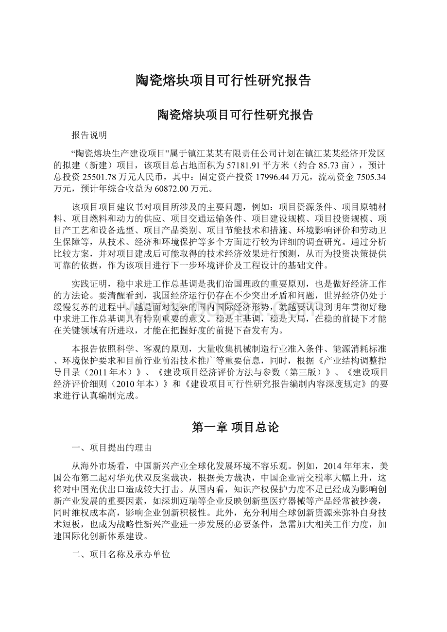 陶瓷熔块项目可行性研究报告.docx_第1页