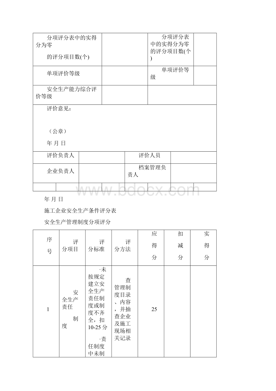 施工企业安全生产评价表Word格式.docx_第3页