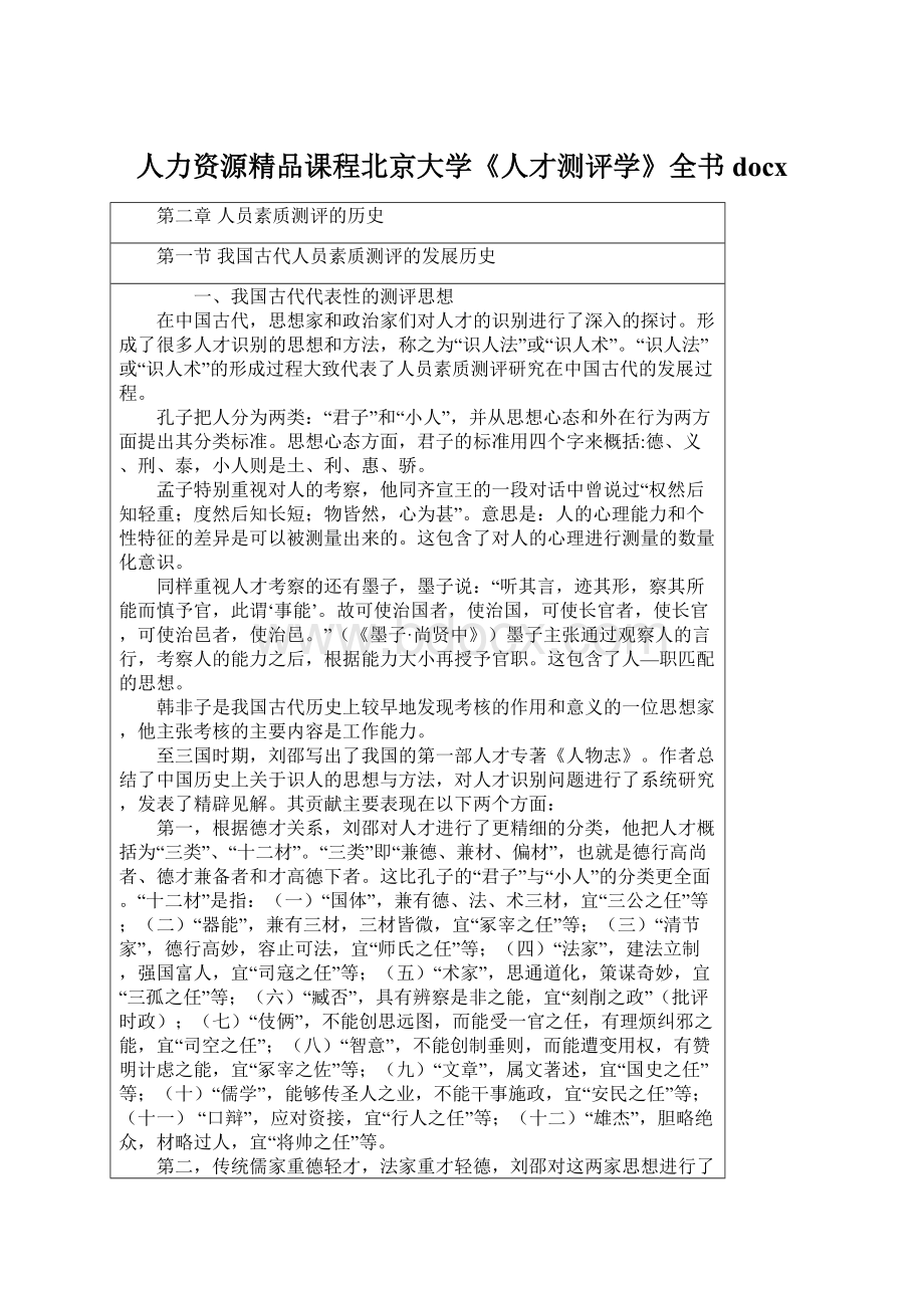 人力资源精品课程北京大学《人才测评学》全书docx文档格式.docx