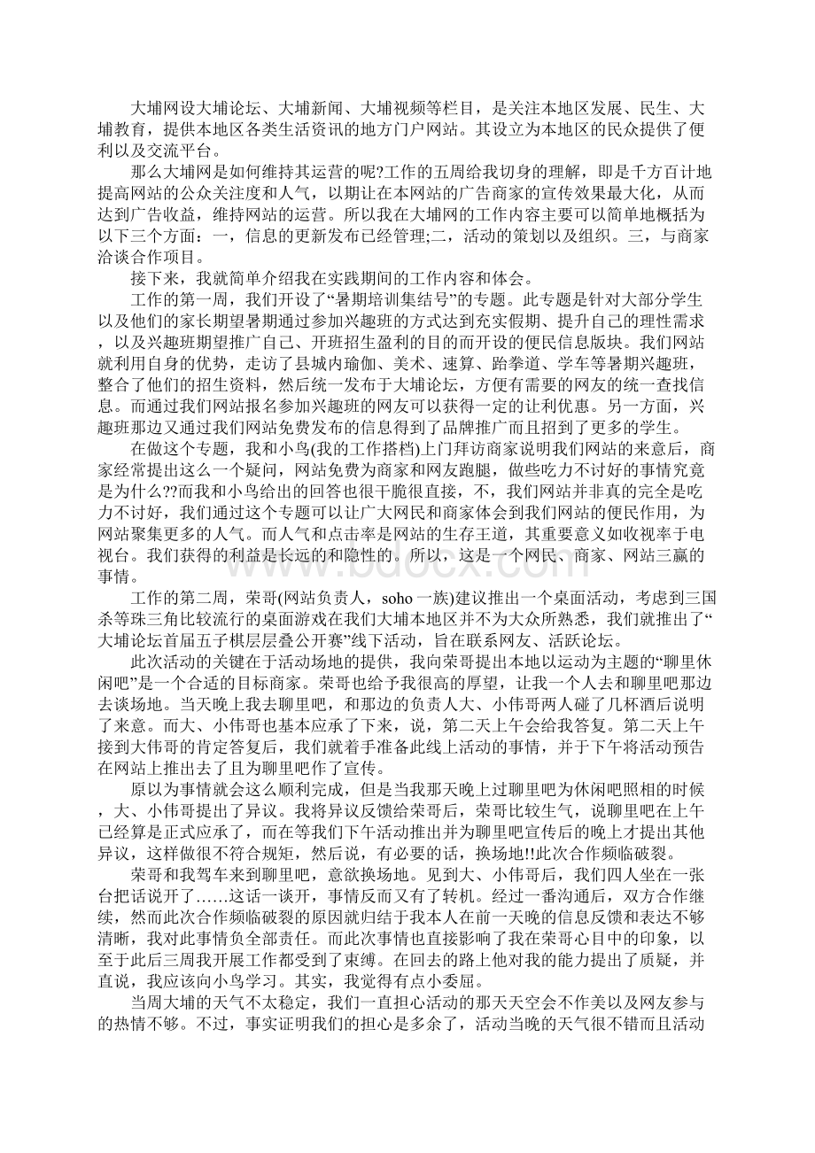 20xx年大学生网站编辑社会实践报告通用范本Word文档格式.docx_第2页