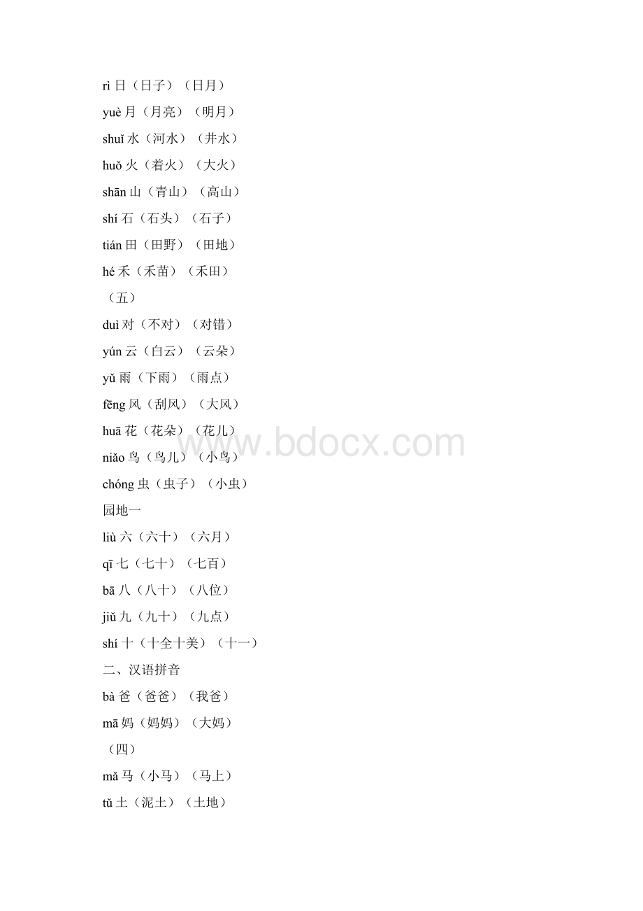 人教部编版小学一年级语文上册识字表生字组词带拼音文档格式.docx_第2页