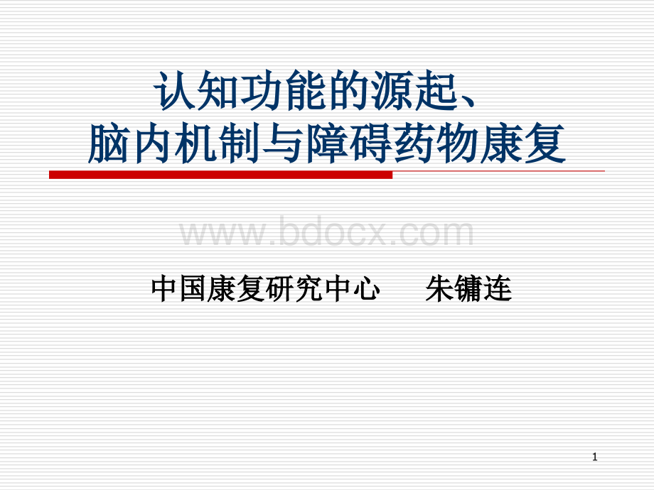 认知功能的源起脑内机制与药物康复_精品文档PPT文档格式.ppt_第1页