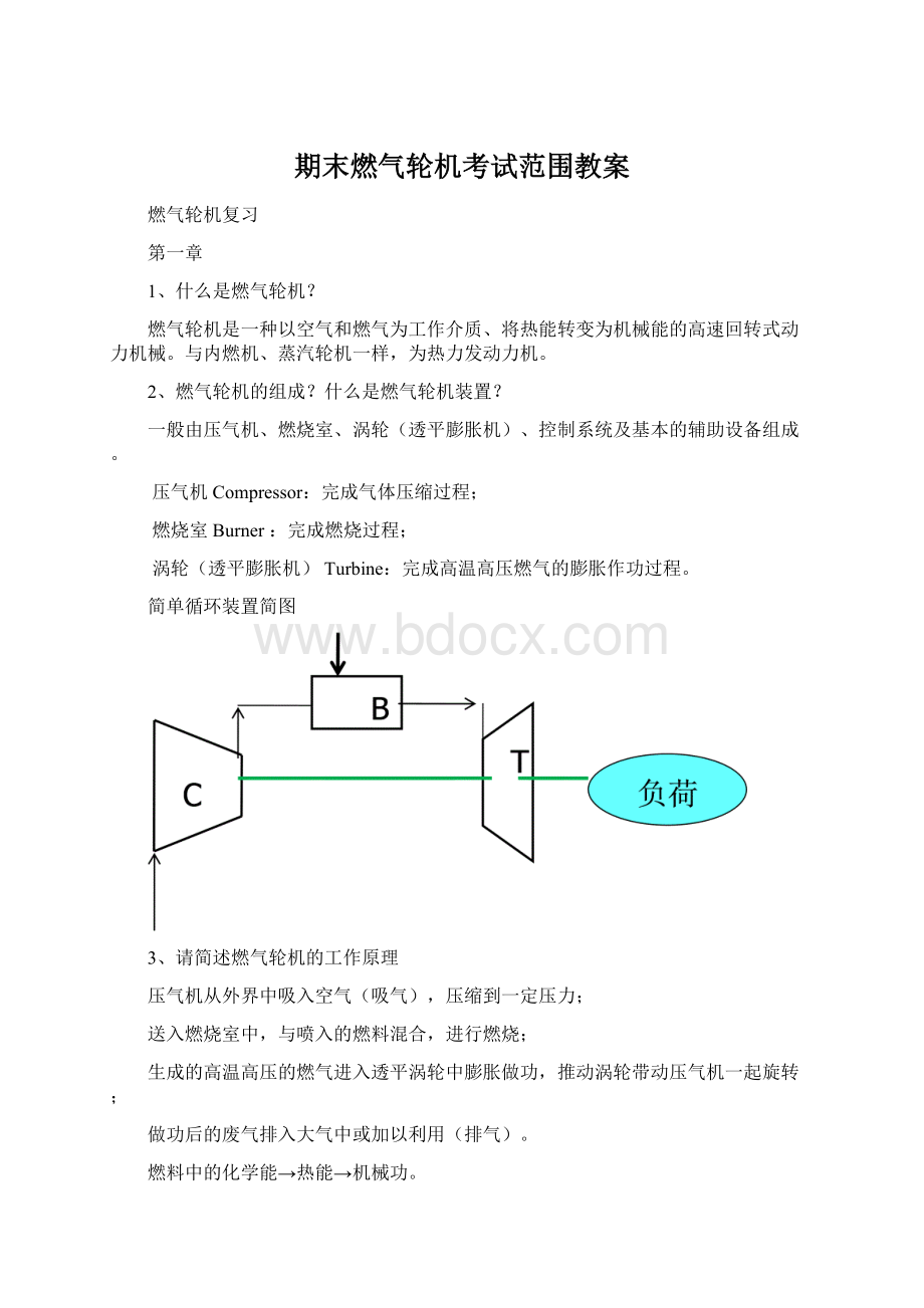 期末燃气轮机考试范围教案Word格式文档下载.docx