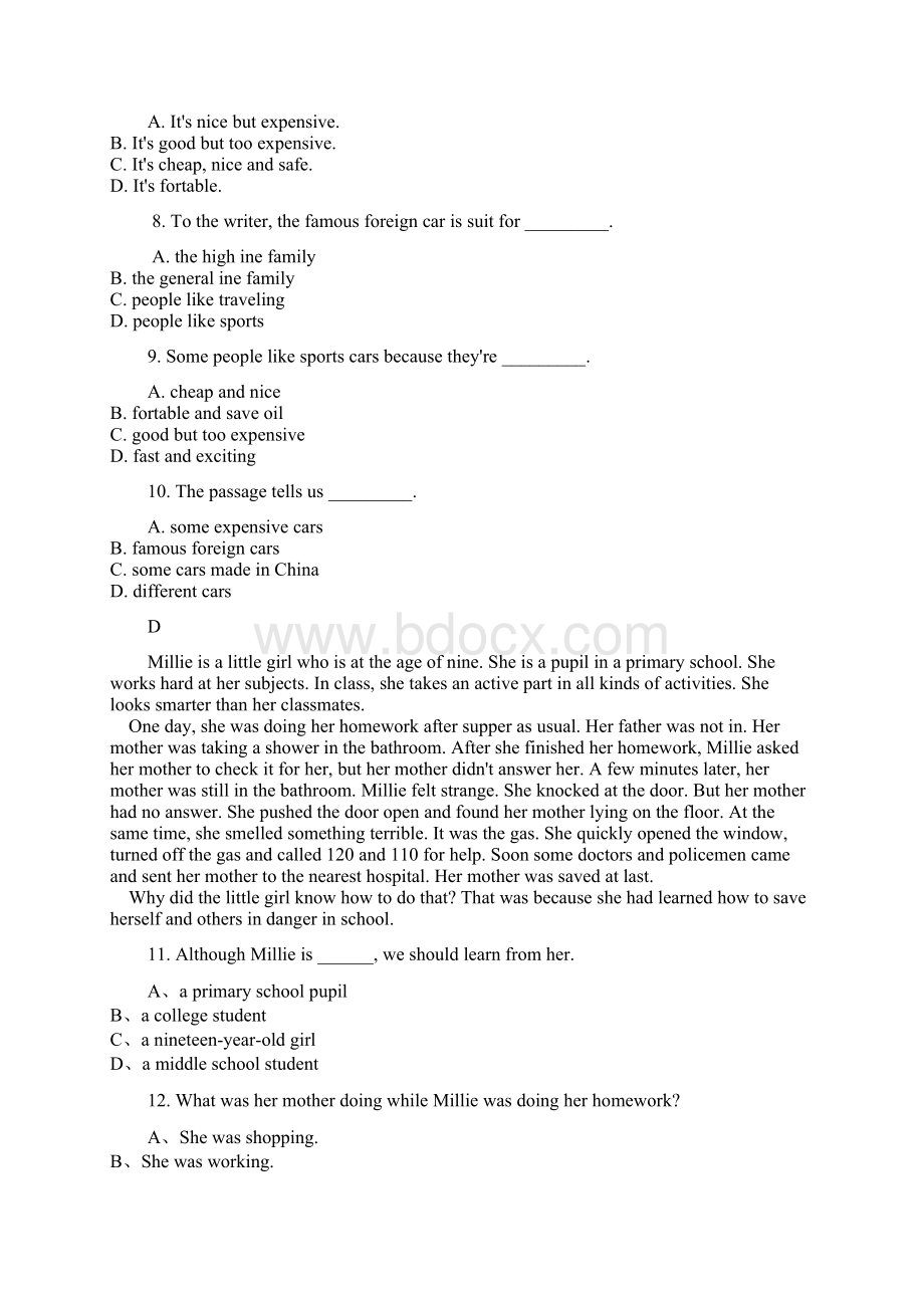 高一英语上学期第一次月考试题特长班Word格式文档下载.docx_第3页