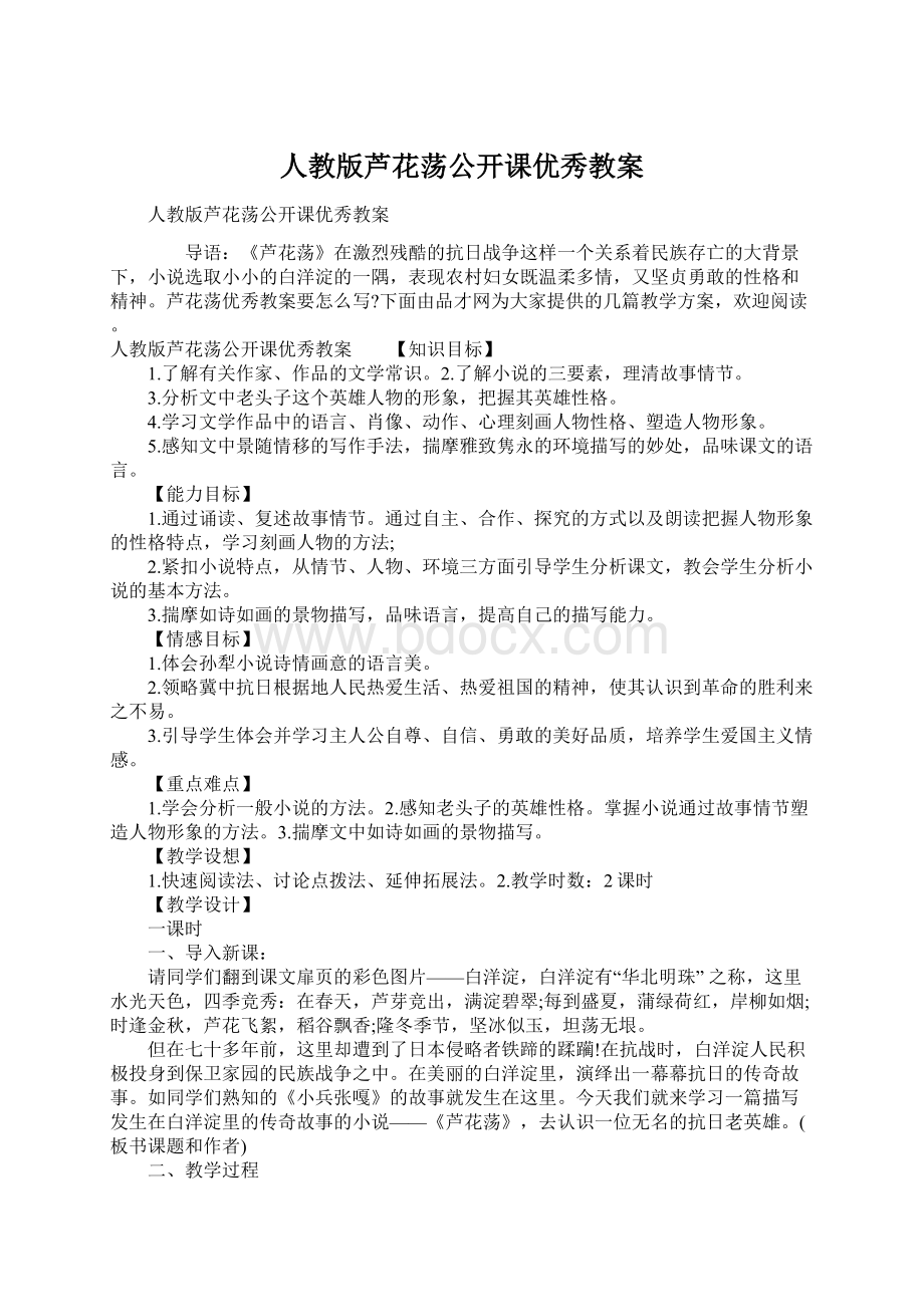 人教版芦花荡公开课优秀教案.docx_第1页