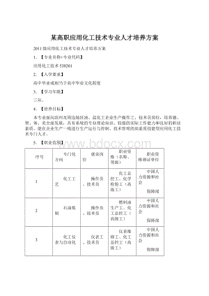 某高职应用化工技术专业人才培养方案文档格式.docx