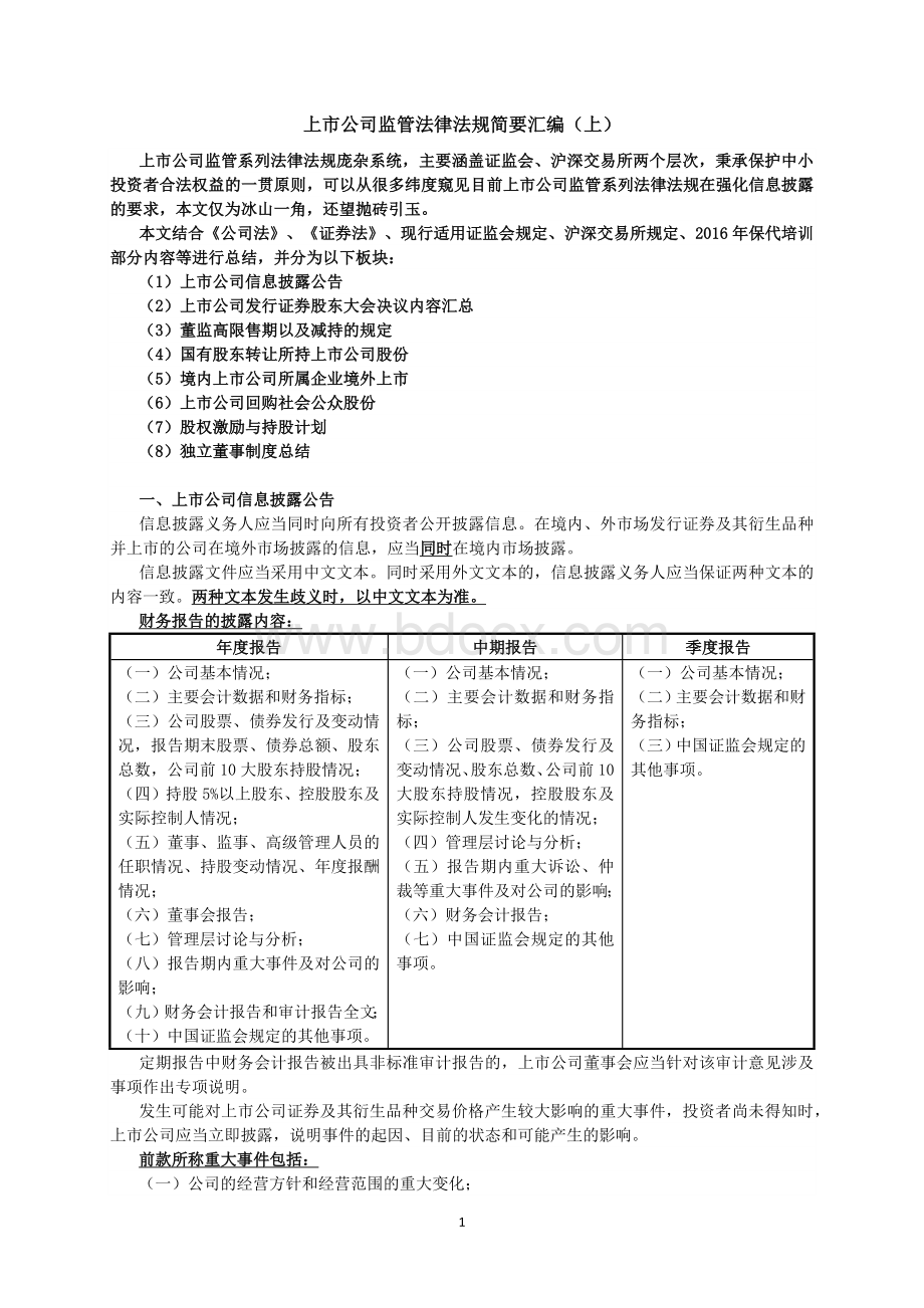 【上市公司-监管】上市公司监管法律法规简要汇编Word下载.docx_第1页