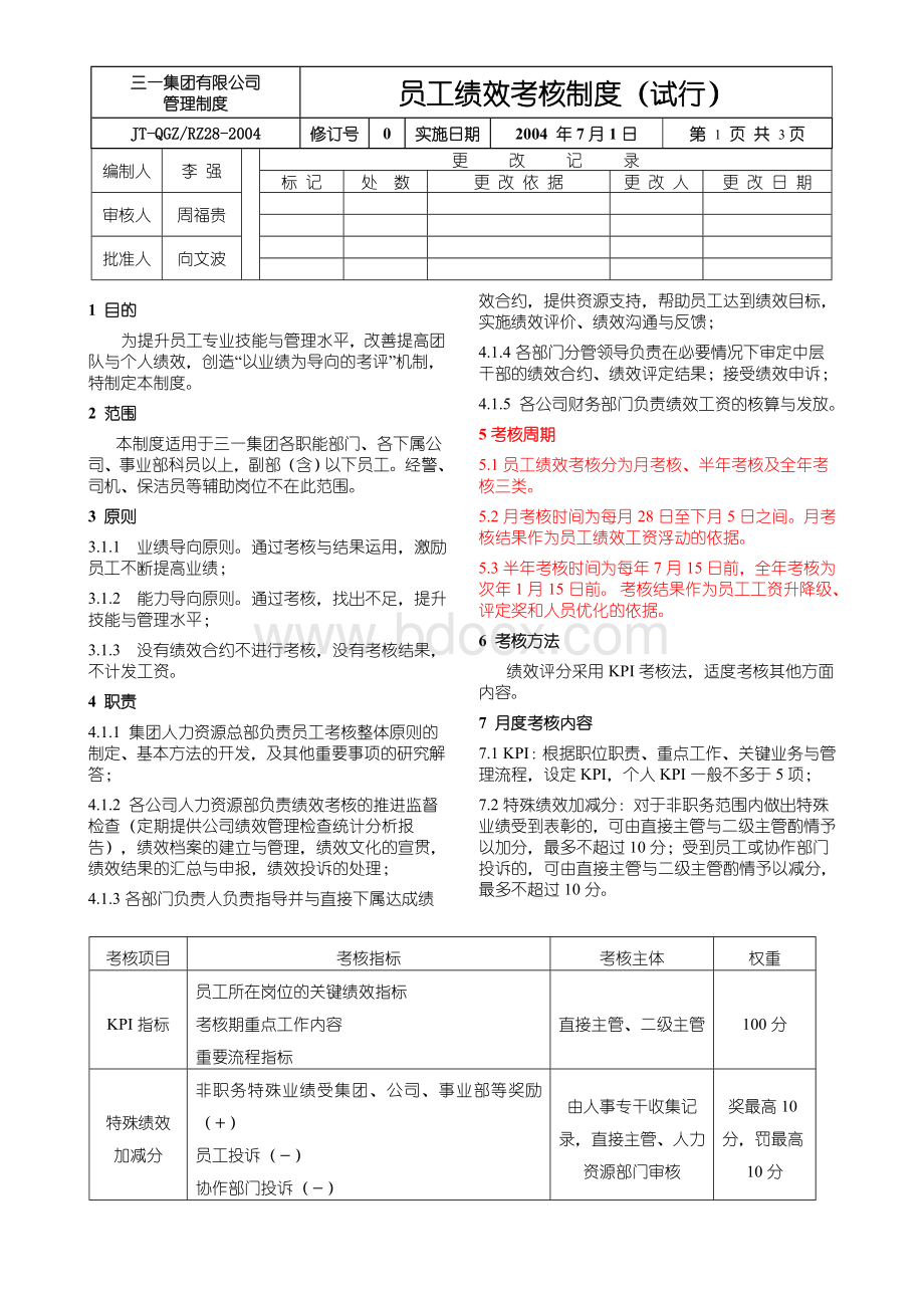 QGZ-RZ28-2004--员工月度绩效考核制度Word下载.doc