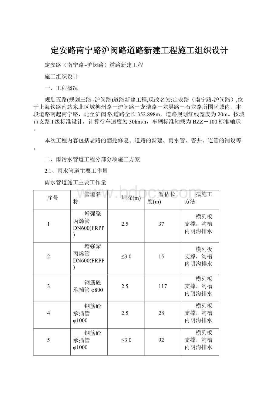 定安路南宁路沪闵路道路新建工程施工组织设计.docx