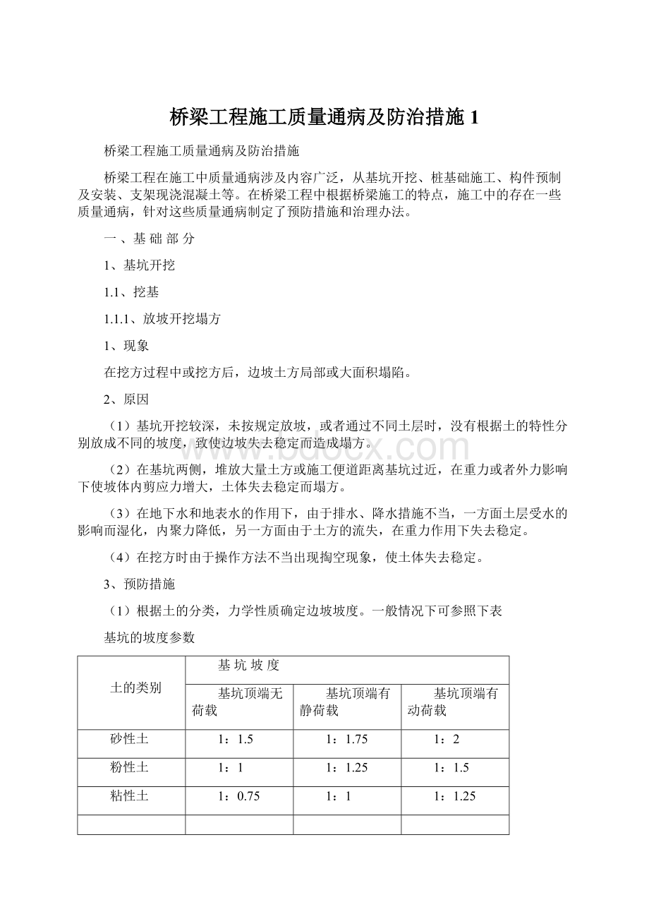 桥梁工程施工质量通病及防治措施1.docx_第1页