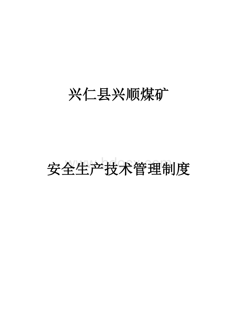 兴顺煤矿安全生产技术管理制度文档格式.doc_第1页